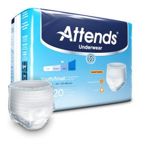 PK/20 - Attends Underwear Super Plus with Leakage Barriers, Youth/Small