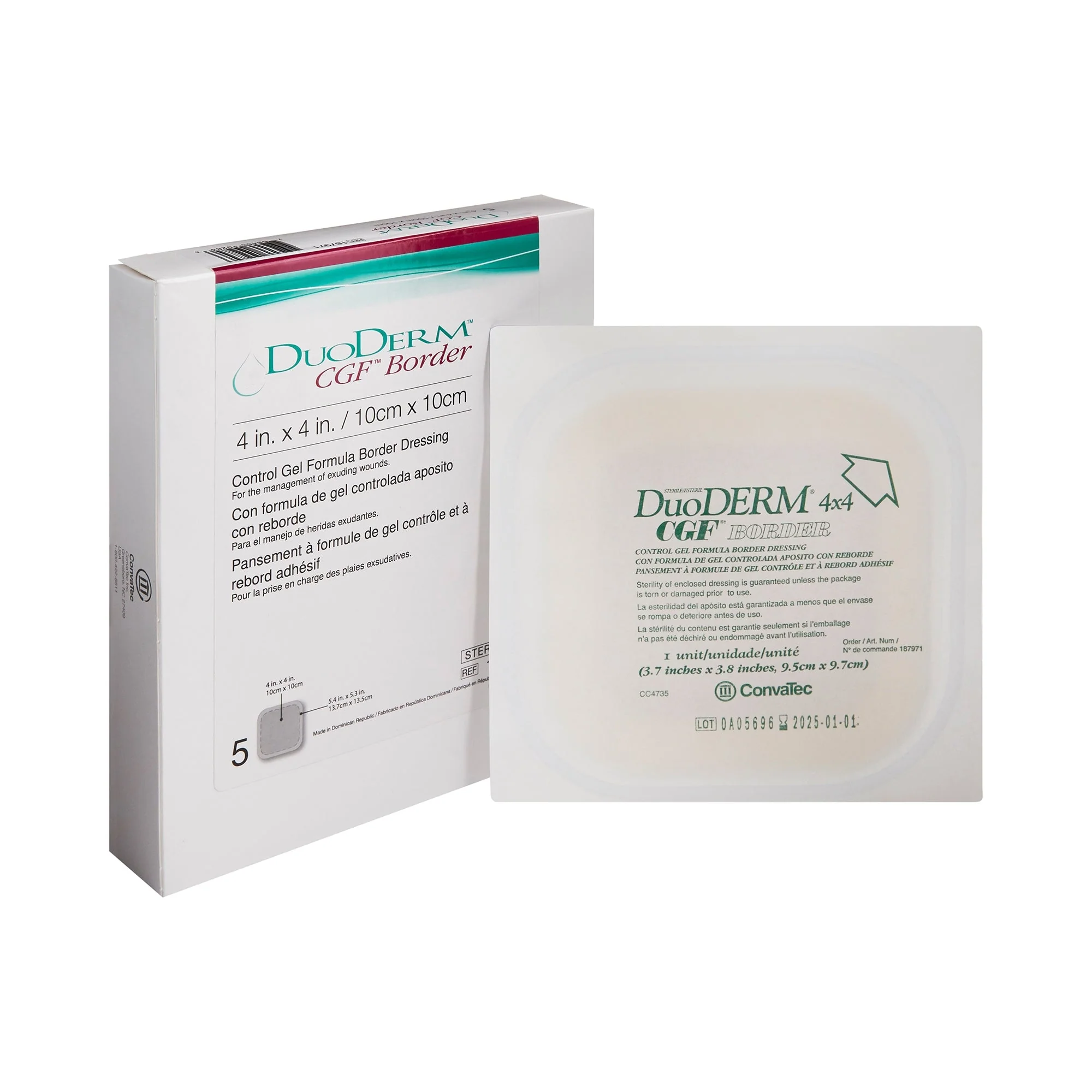 BX/5 - DuoDerm CGF Adhesive Border Hydrocolloid Dressing 4" x 4"