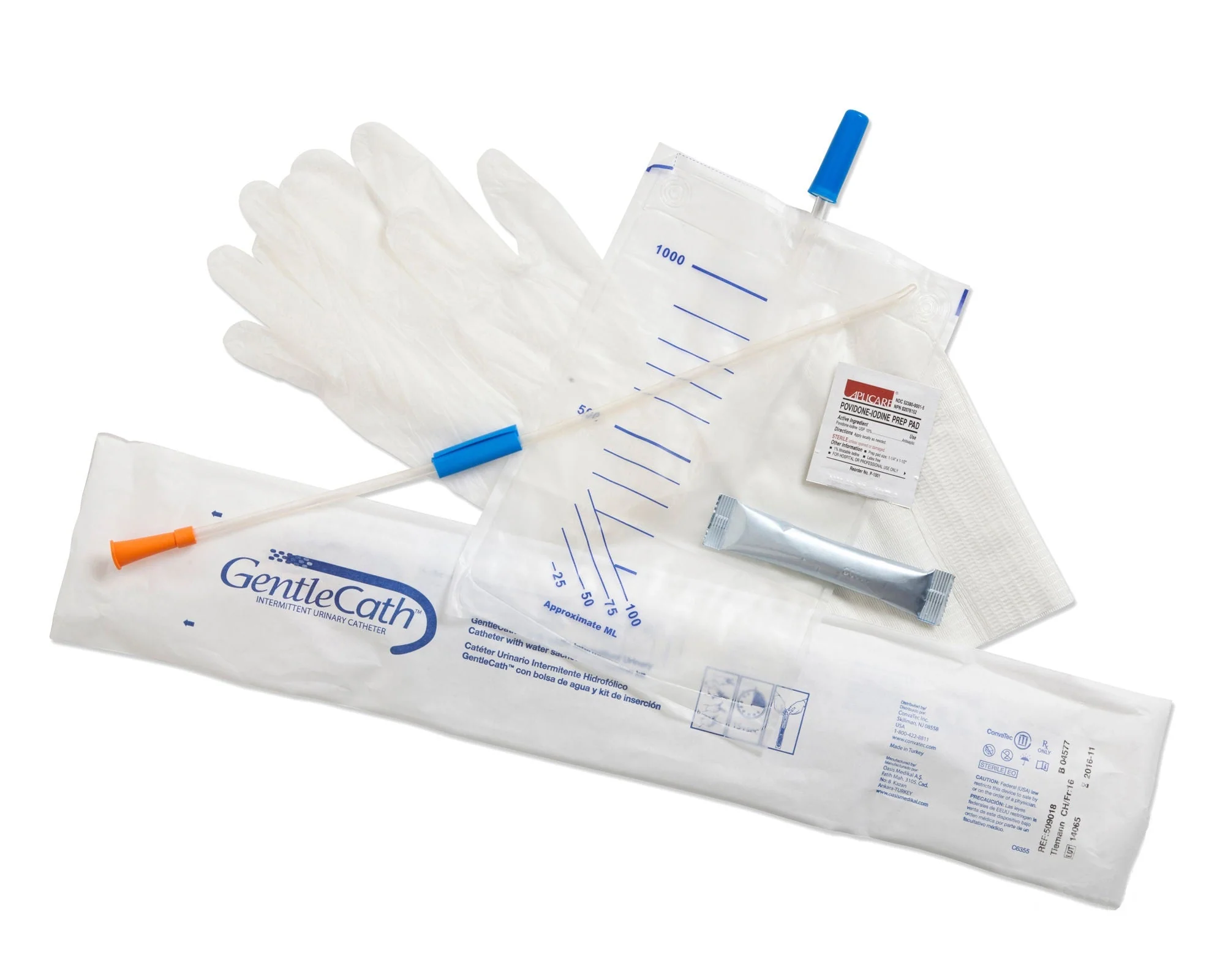 EA/1 - Convatec GentleCath Hydrophilic Urinary Catheter, with Water Sachet and Insertion Kit, Coude/Tiemann, 10Fr, 15.7"