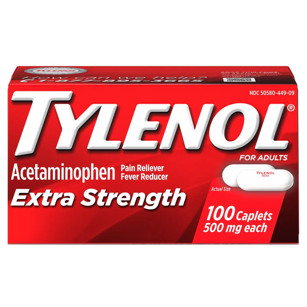EA/1 - Tylenol Extra Strength, 500 mg Acetaminophen caplet, 100 count
