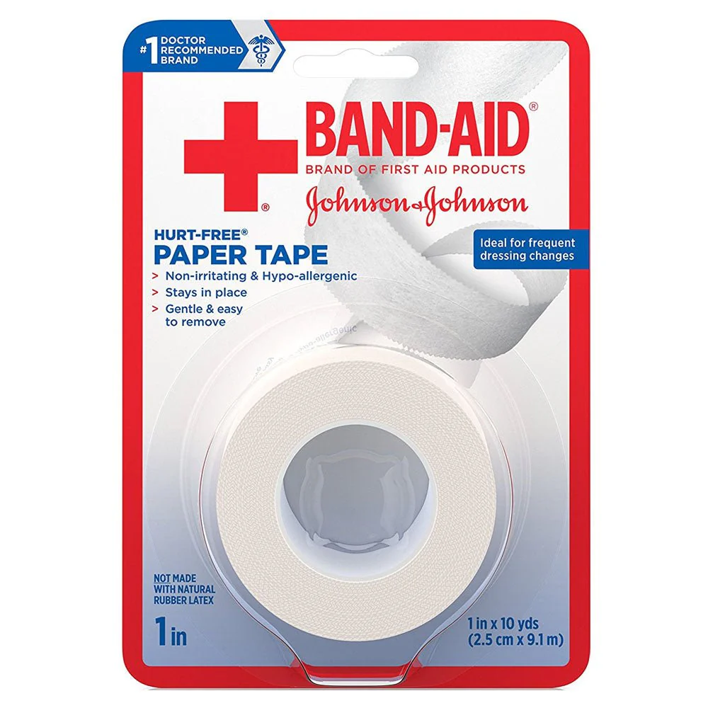 EA/1 - Band-Aid First Aid Hurt-Free Paper Tape, 1" x 10 yards