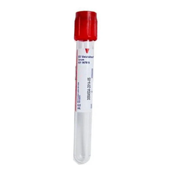 CA/1000 - Vacutainer Plus Plastic Serum Tube with Red Hemogard Closure, 6 mL, 13 mm x 100 mm
