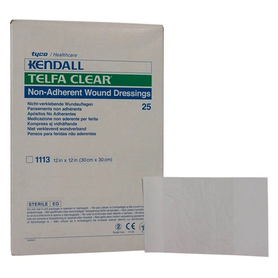 BX/25 - Telfa Precut Clear Wound Contact Layer Dressing 12" x 12" Square