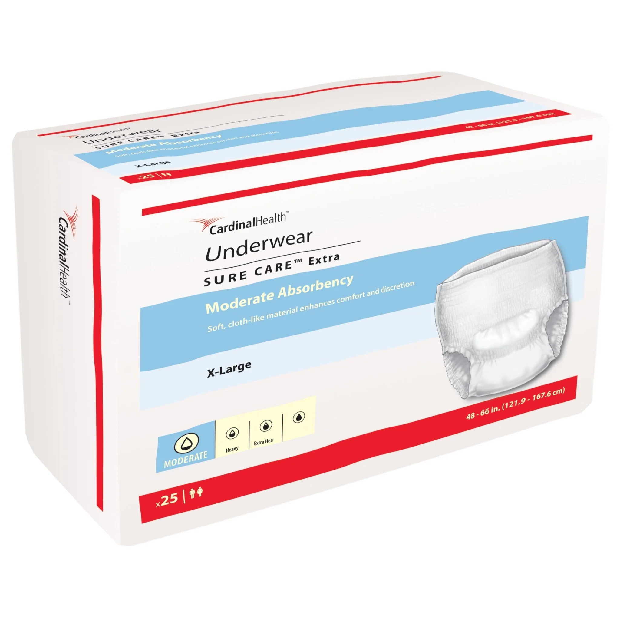 PK/25 - Cardinal Health, Underwear, Sure Care Extra, X-Large, 48"- 66"