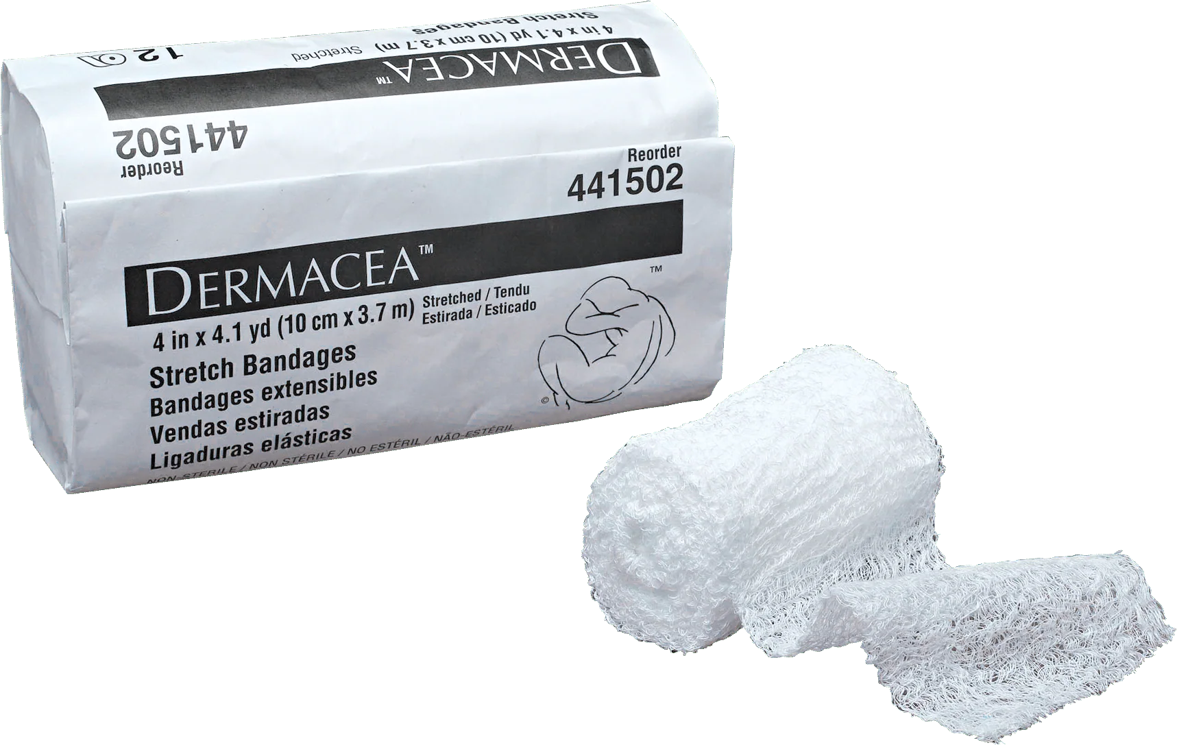 PK/12 - Dermacea Non-Sterile Stretch Bandage 4" x 4-1/10 yds.