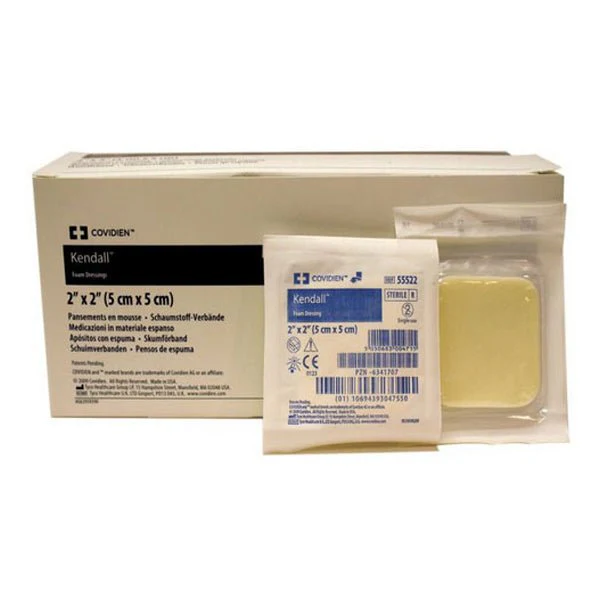 BX/25 - Cardinal Health Kendall AMD Antimicrobial Foam Dressing, 2" x 2"
