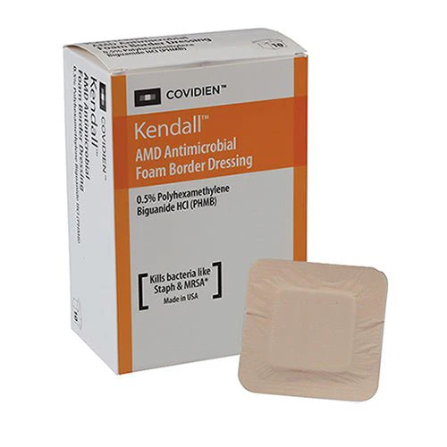 BX/10 - Cardinal Health Kendall AMD Antimicrobial Foam Border Dressing, 3.5" x 5.5"