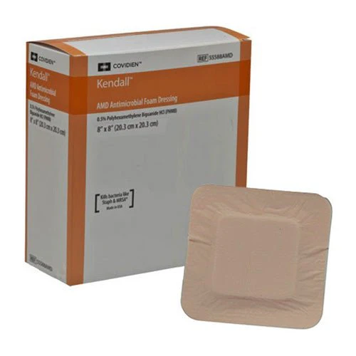BX/10 - Cardinal Health Kendall AMD Antimicrobial Foam Dressing, 8" x 8"