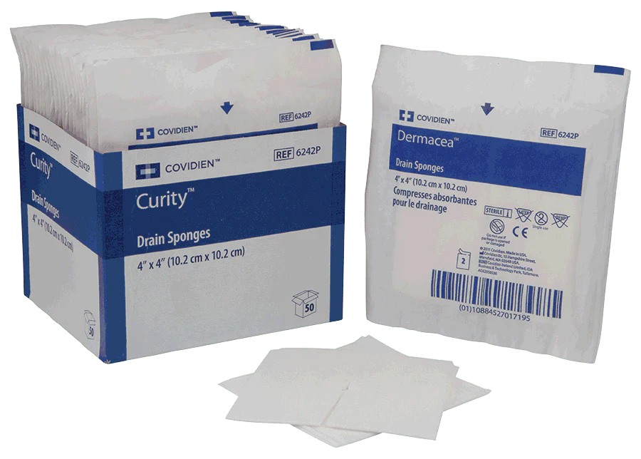 BX/25 - Curity Sterile Drain Sponge, 4" x 4", 6 ply