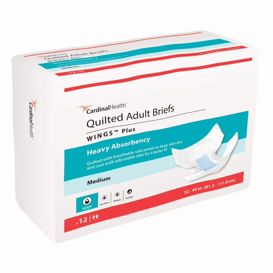 CA/96 - Cardinal Health, Quilted Adult Briefs, Wings Plus, Medium, 32" - 44"