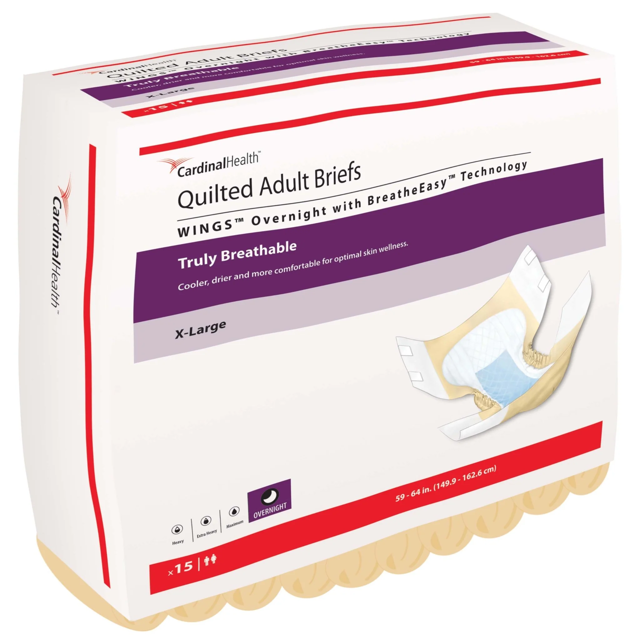 PK/15 - WINGS Overnight Quilted Brief with BreatheEasy Technology, X-Large, 59" - 64"