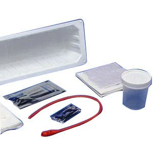 EA/1 - KENGUARD Dover Red Rubber Open Urethral Catheter Tray 14 Fr