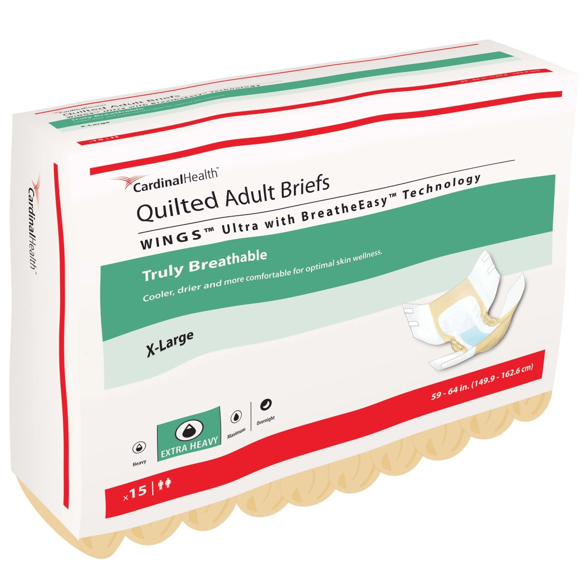 CA/60 - WINGS Ultra Quilted Brief with BreatheEasy Technology, X-Large, 59" - 64"