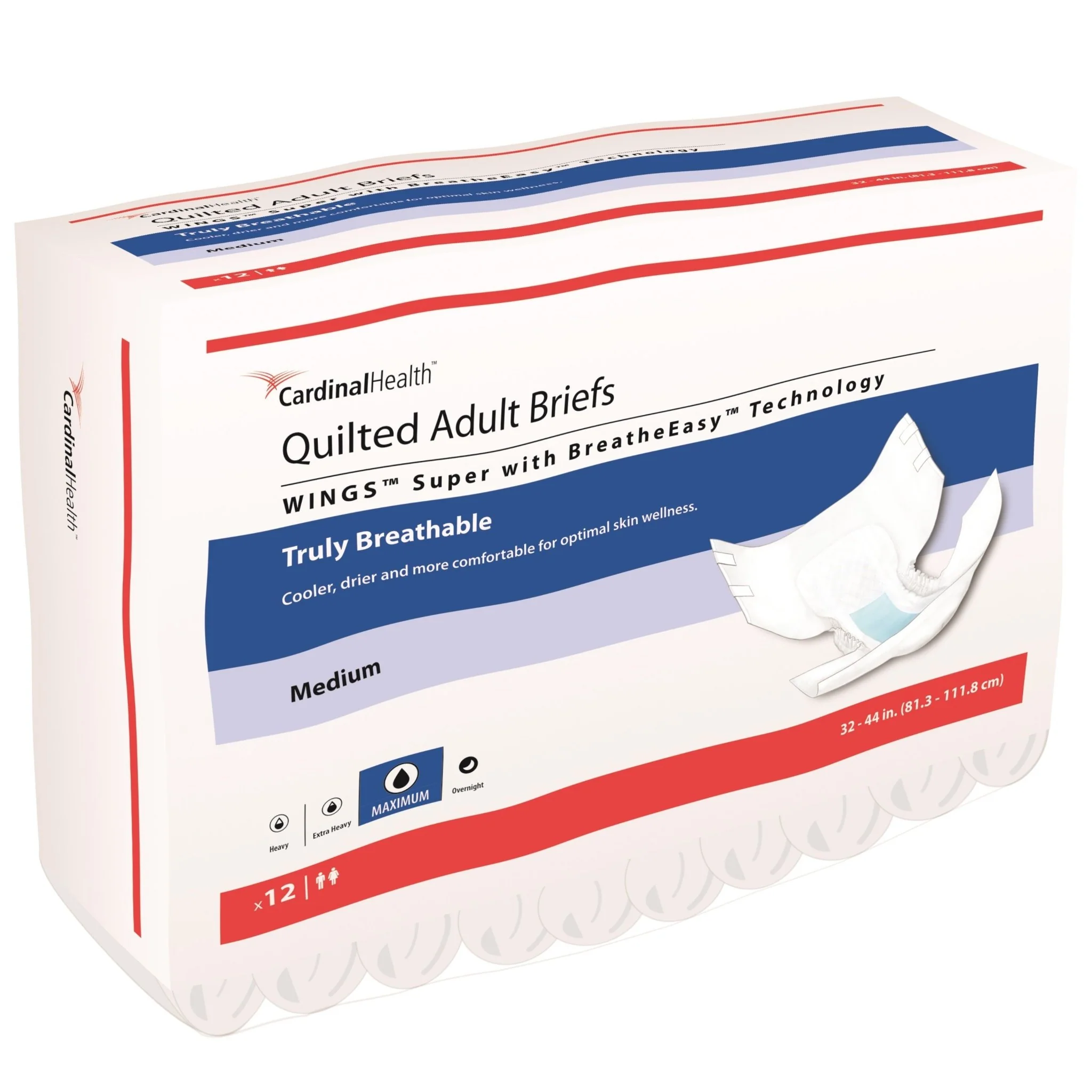 CA/96 - WINGS Super Quilted Brief with BreatheEasy Technology, Medium, 32" - 44"