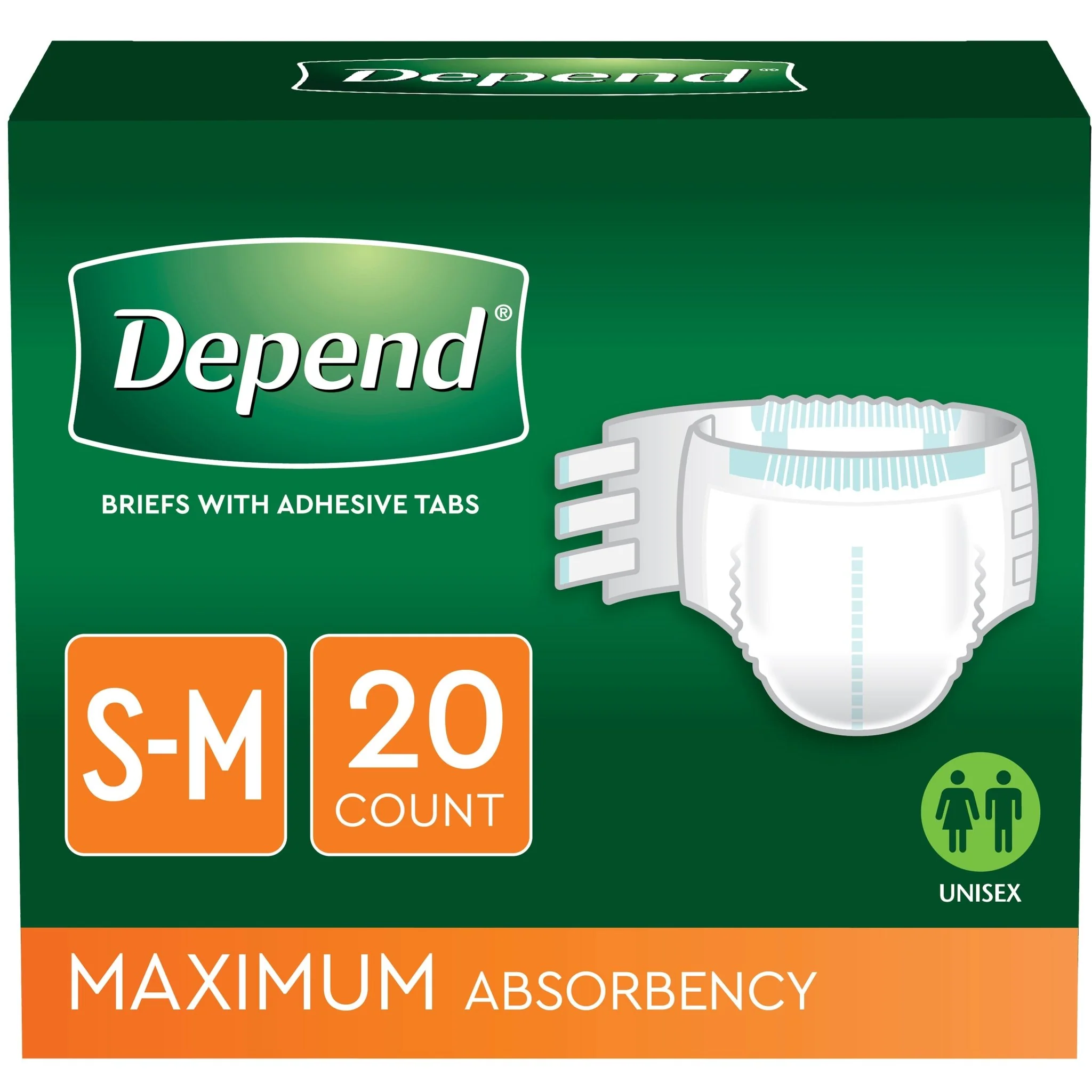 PK/20 - Depend Protection Brief with 4 Tabs Small/Medium 19" - 34"
