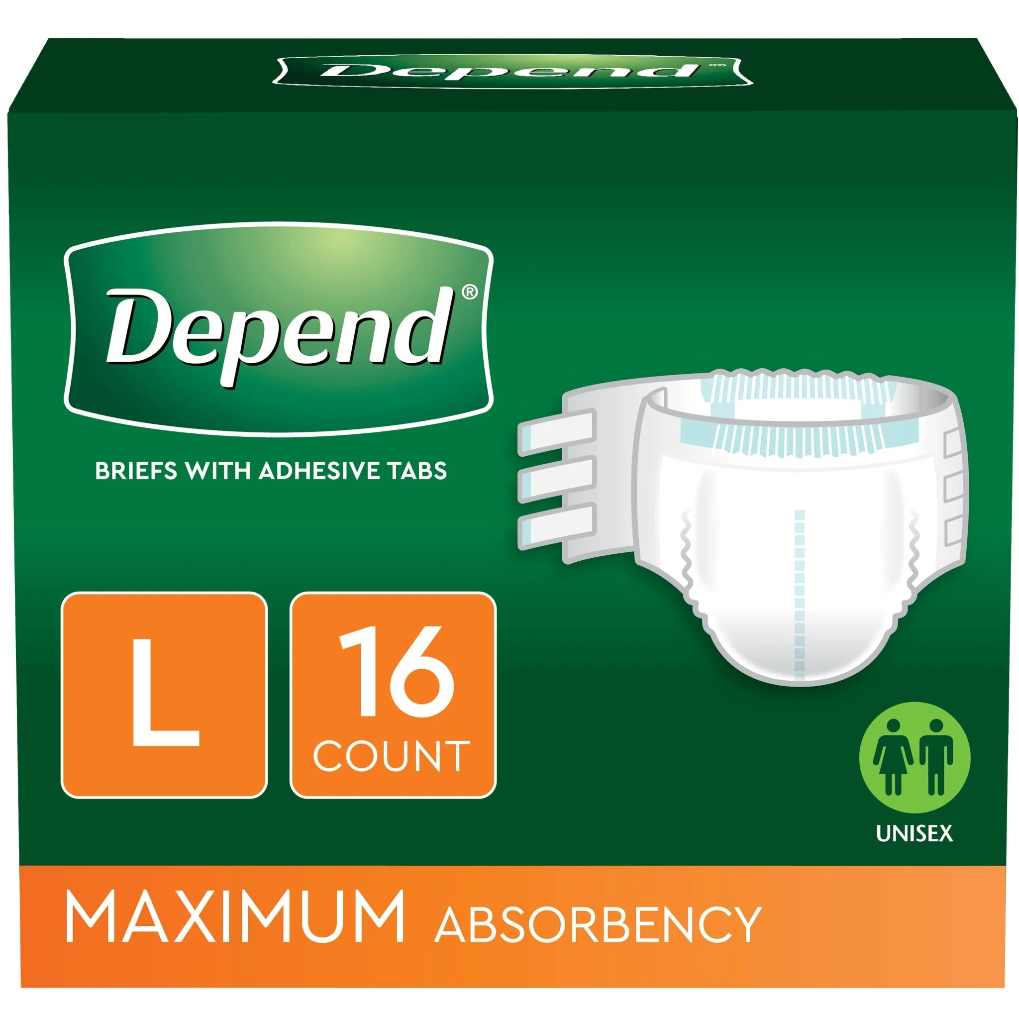 PK/16 - Depends Protection Brief with 4 Tabs Large 35" - 49"