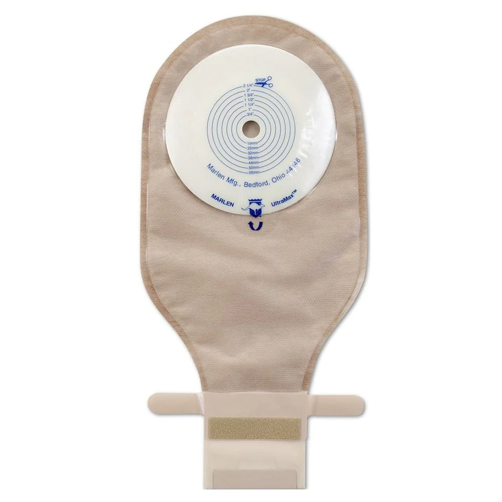 BX/5 - Ultramax Drainable Flat Pouch With AquaTack Hydrocolloid Barrier 1" Opening With Kwik-Klose II Closure, Opaque