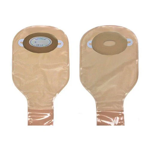 BX/10 - Nu-Flex Oval B Drain Pouch 7/8" x 1-1/8" Custom Pre-Cut Opening With Barrier and Trim Shield, Opaque, Half Convex