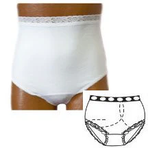 EA/1 - OPTIONS Ladies' Basic with Built-In Barrier/Support, White, Left-Side Stoma, Large 8-9, Hips 41" - 45"