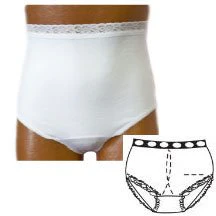 EA/1 - OPTIONS Ladies' Basic with Built-In Barrier/Support, White, Center Stoma, Small 4-5, Hips 33" - 37"