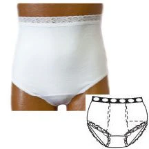 EA/1 - OPTIONS Ladies' Basic with Built-In Barrier/Support, White, Dual Stoma, Small 4-5, Hips 33" - 37"