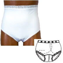 EA/1 - OPTIONS Split-Cotton Crotch with Built-In Barrier/Support, White, Left-Side Stoma, Large 8-9, Hips 41" - 45"