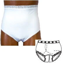 EA/1 - OPTIONS Split-Cotton Crotch with Built-In Barrier/Support, White, Right-Side Stoma, Large 8-9, Hips 41" - 45"