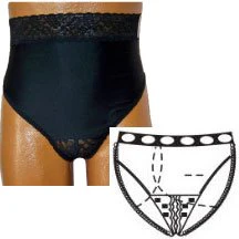 EA/1 - OPTIONS Split-Cotton Crotch with Built-In Barrier/Support, Black, Right-Side Stoma, Large 8-9, Hips 41" - 45"