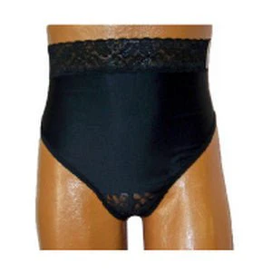 EA/1 - OPTIONS Ladies' Backless with Split-Lace Crotch and Built-In Barrier/Support, Black, Dual, Small 4-5, Hips 33" - 37"