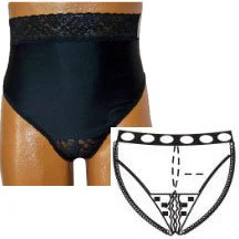 EA/1 - OPTIONS Split-Cotton Crotch with Built-In Barrier/Support, Black, Center Stoma, X-Large, Hips 45" - 47"