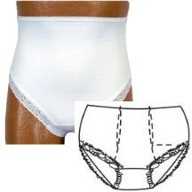 EA/1 - OPTIONS Ladies' Brief with Built-In Barrier/Support, Black, Dual Stoma, Medium 6-7, Hips 37" - 41"