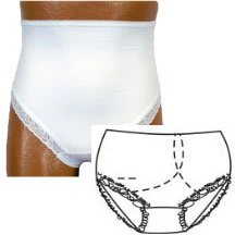 EA/1 - OPTIONS Ladies' Brief with Open Crotch and Built-In Barrier/Support, Black, Left-Side Stoma, Small 4-5, Hips 33" - 37"