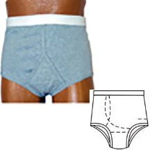 EA/1 - OPTIONS Men's Baisc With Built-In Barrier/Support, Gray, Right-Side Stoma, Small 32-34