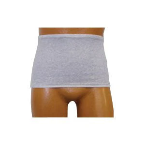 EA/1 - Men's Wrap/Brief with Open Crotch and Built-in Ostomy Barrier/Support Gray, Center Stoma, Medium 36-38