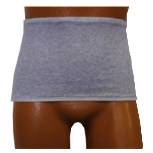 EA/1 - Men's Wrap/Brief with Open Crotch and Built-in Ostomy Barrier/Support Gray, Center Stoma, X-Large