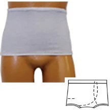 EA/1 - Men's Wrap/Brief with Open Crotch and Built-in Ostomy Barrier/Support Gray, Left-Side Stoma, Extra Large 44-46