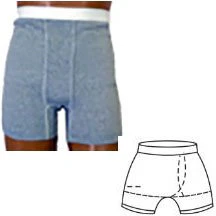 EA/1 - OPTIONS Men's Brief with Built-In Barrier/Support, Gray, Left-Side Stoma, Small, Hips 32" - 34"