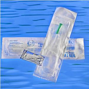 EA/1 - Cure Medical Pocket Catheter, Single, Male, 16" Straight Tip with Lubricant, 14 FR