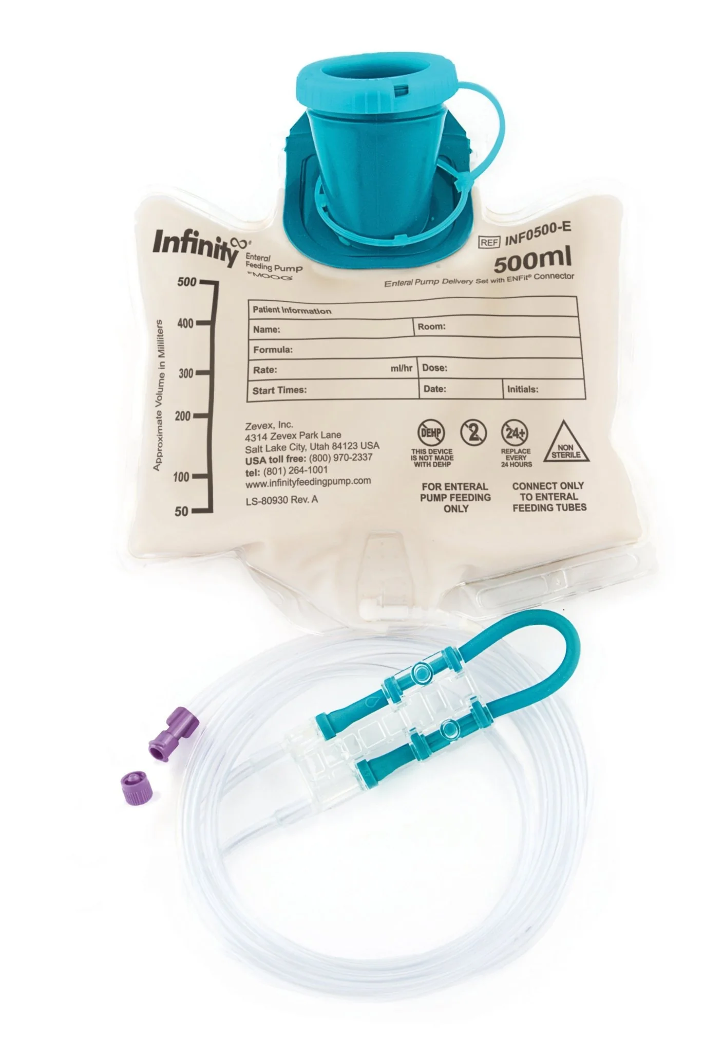 EA/1 - Infinity 500 mL Enteral Pump Delivery Set with ENFit Connector