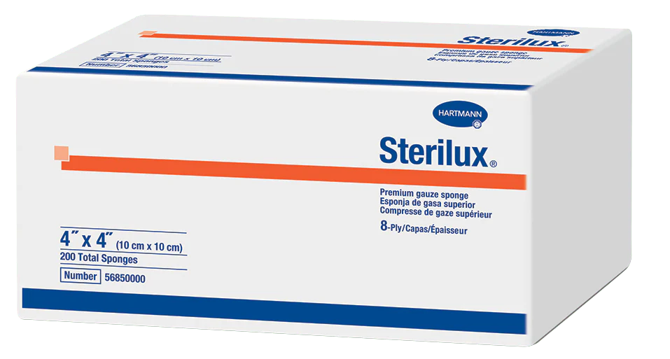 PK/200 - Sterilux Non-Sterile Premium Gauze Sponge 4" x 4", 8-Ply
