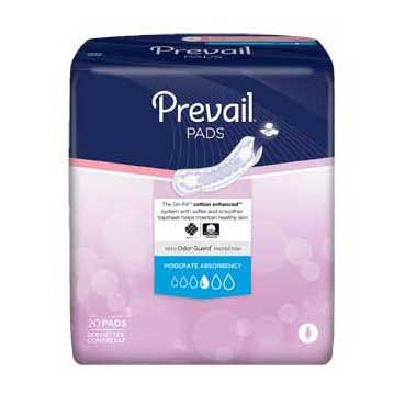 PK/20 - Prevail Bladder Control Moderate Pad White 9-1/4"