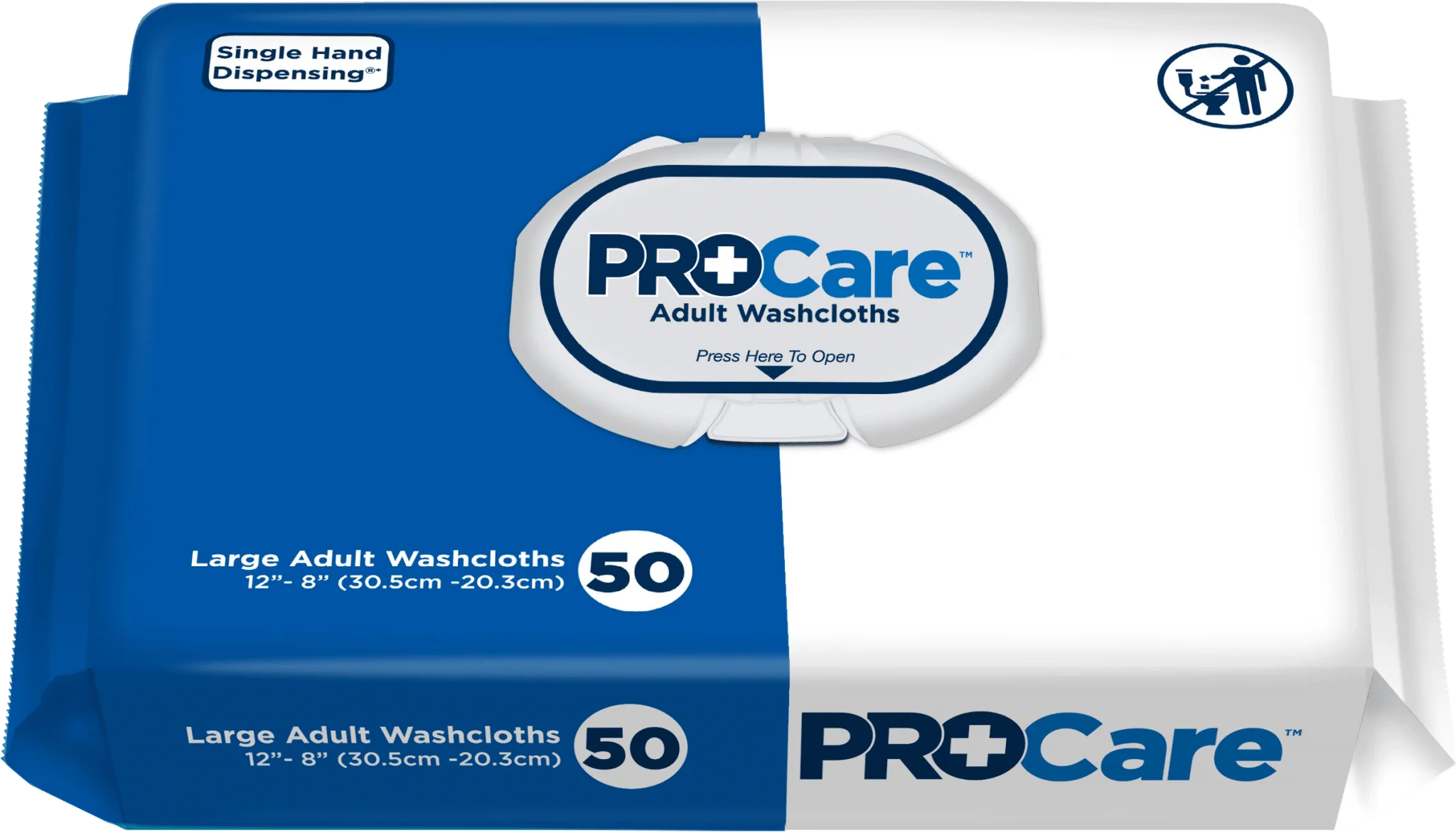 PK/50 - ProCare Adult Washcloth, 12" x 8", Soft Pack
