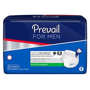 PK/20 - Prevail Underwear for Men, Small/Medium, 28" - 40", Maximum Absorbency