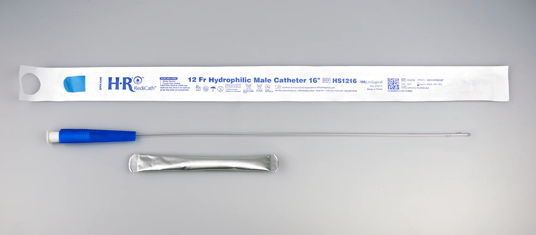EA/1 - TruCath Hydrophilic Catheter with water bag and touch free sleeve, 12FR, 16"