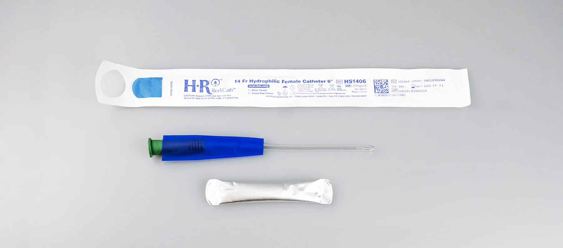 BX/30 - TruCath Hydrophilic Catheter with water bag and touch free sleeve, 14FR, 6"