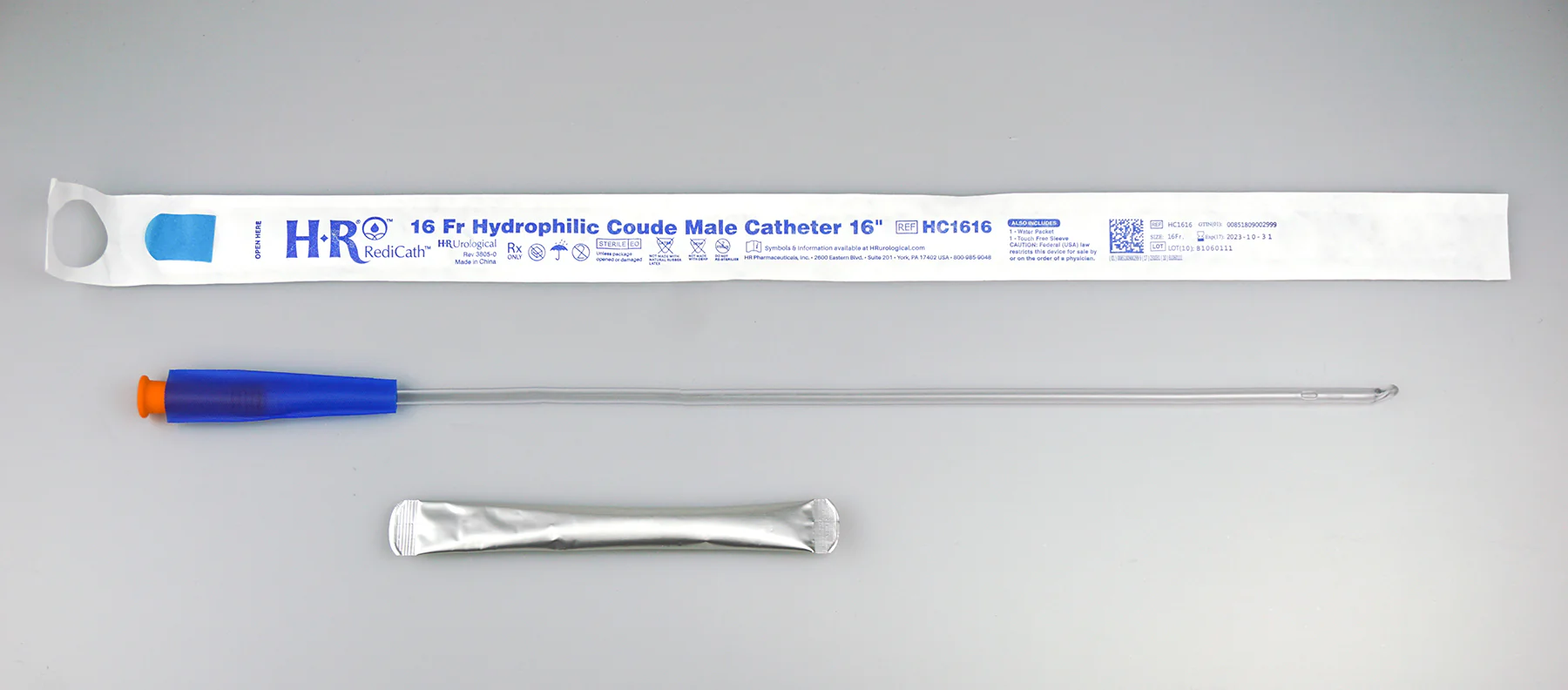 CA/300 - TruCath Hydrophilic Catheter with water bag and touch free sleeve, 16FR, 16"