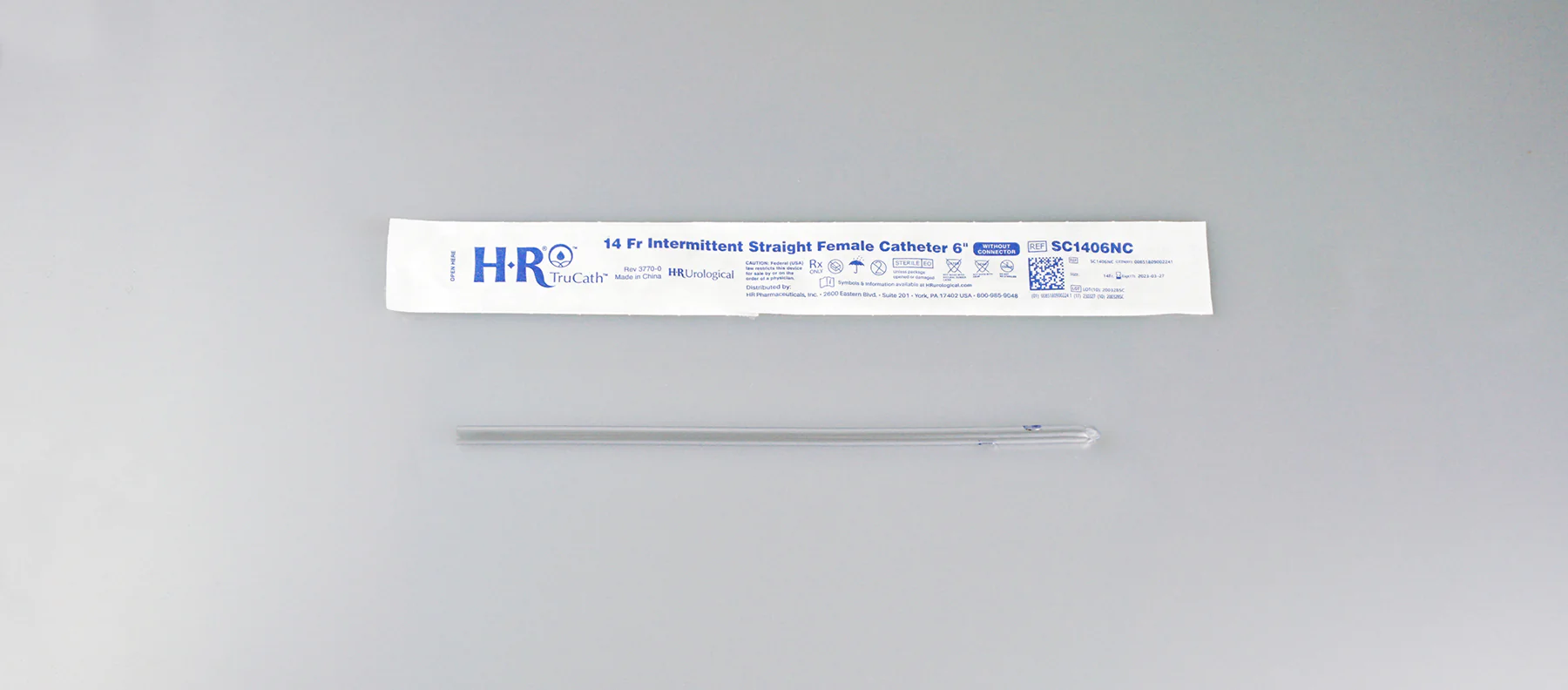 EA/1 - TruCath Intermittent Straight Catheter, Female, 14FR, 6". No connector.