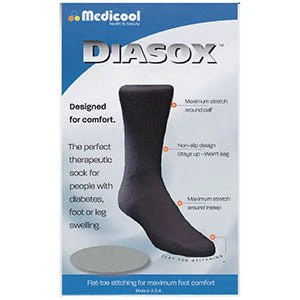 EA/1 - Diasox Seam-Free Sock, Medium, Black, Cotton/Acryl