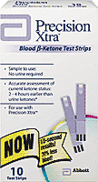 BX/10 - Precision Xtra End/Top Fill Blood Ketone Strip