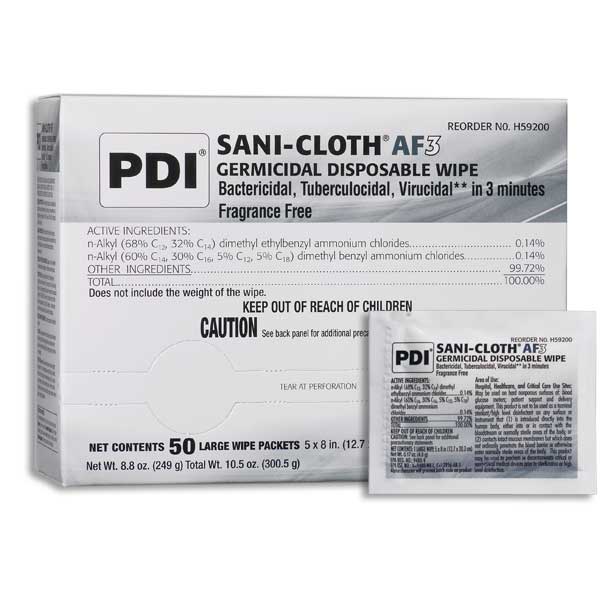 BX/50 - Sani-Cloth AF3  Individual Packets  Large  5  x 8